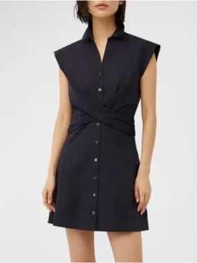 Veronica Beard Nagano Twist Shirtdress Size 2 Navy